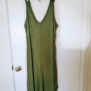 olive green flowy harem jumpsuit